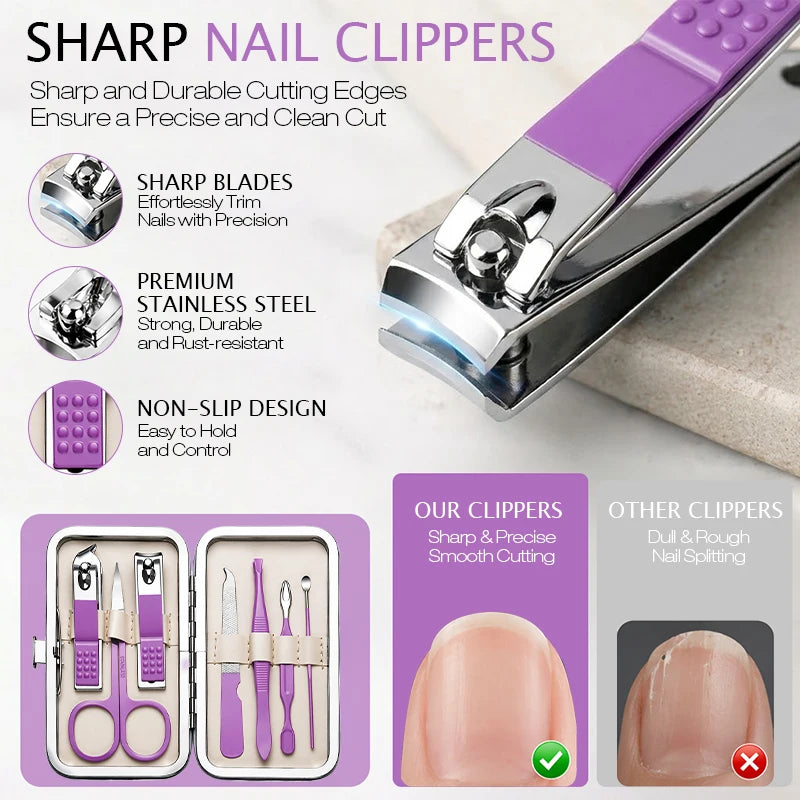 LGRAMER 7-Piece Nail Clipper Set — Professional Manicure & Pedicure Kit