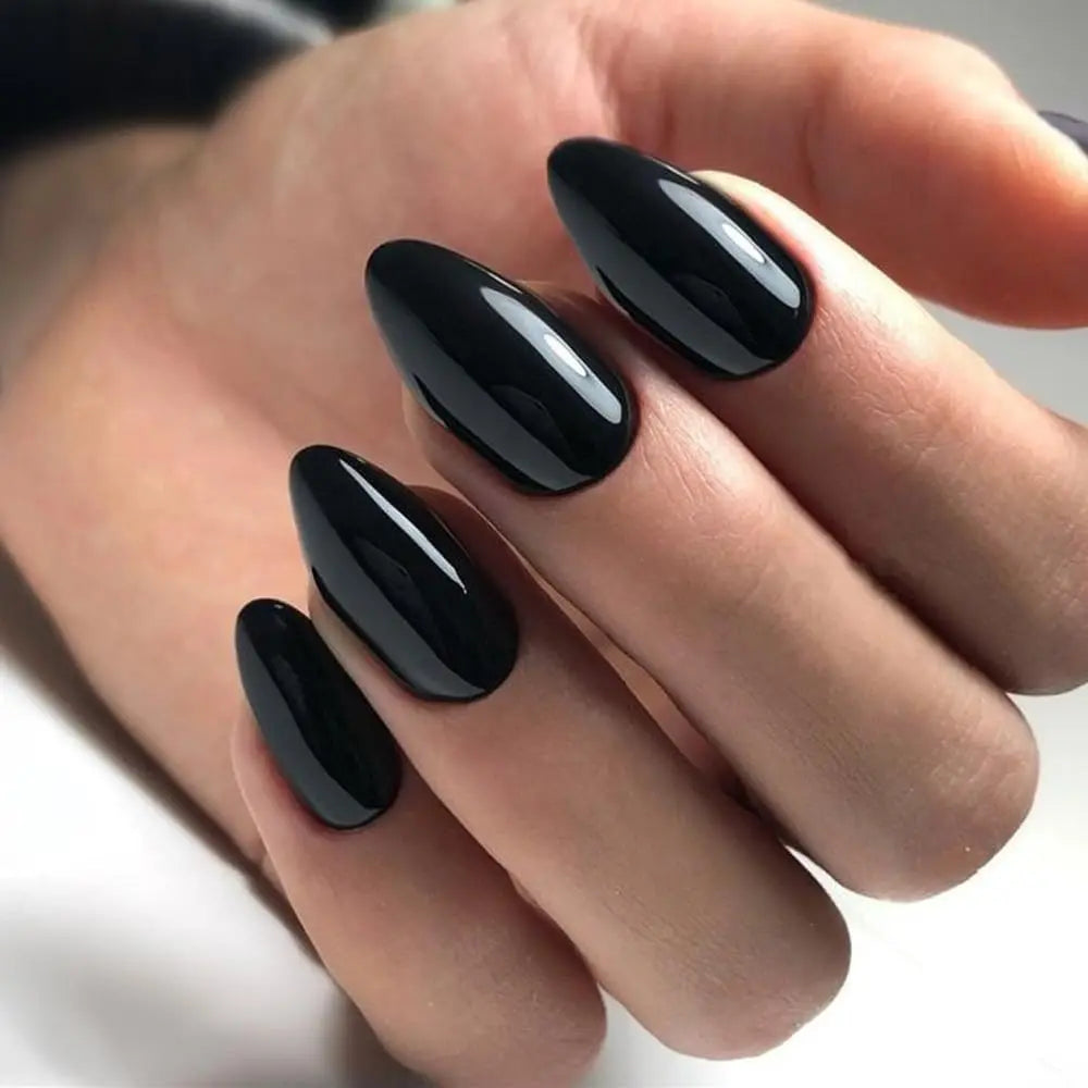 Black Matte Almond Press On Nails — 100 Piece Artificial Nail Set