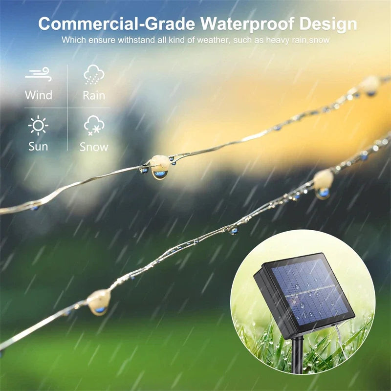 OKAL RED EAST Solar LED String Lights — Waterproof Fairy Lights for Garden & Patio