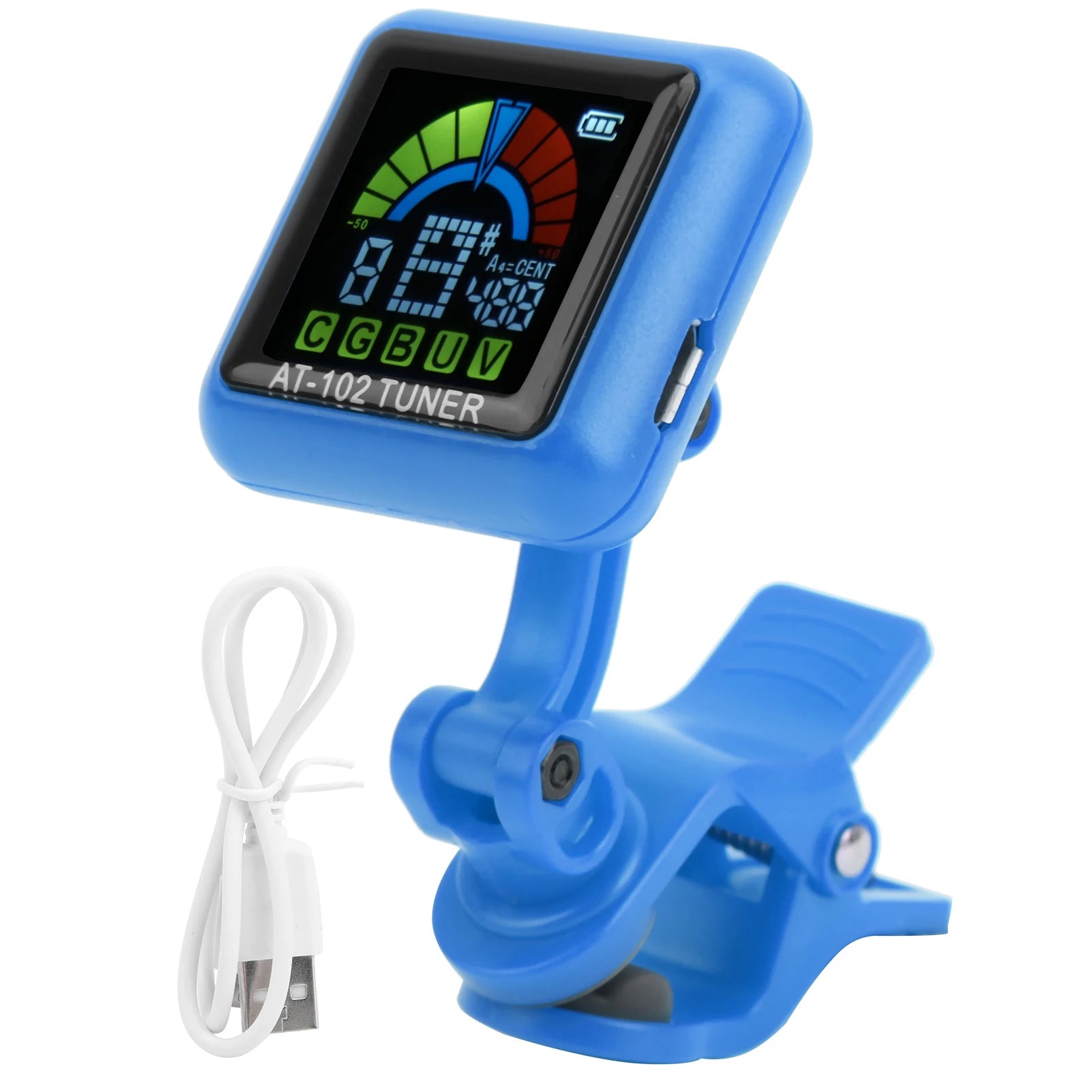 Rechargeable Clip-On Musical Instrument Tuner — High Definition Color Screen