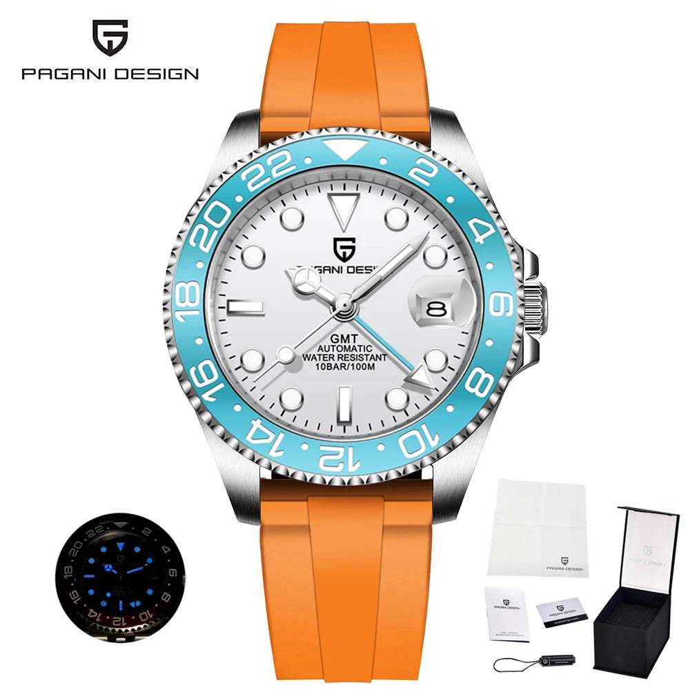 PAGANI DESIGN Luxury Automatic Watch — Waterproof Sports Wristwatch with Rubber Band