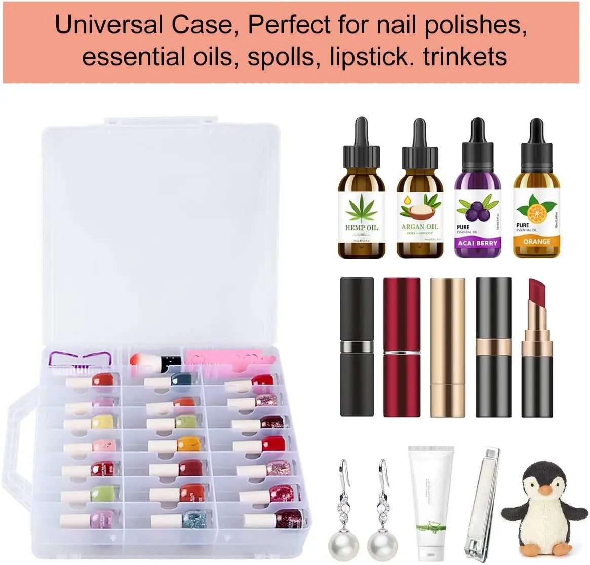 Portable Nail Polish Organizer — Double-Sided Clear Storage Case