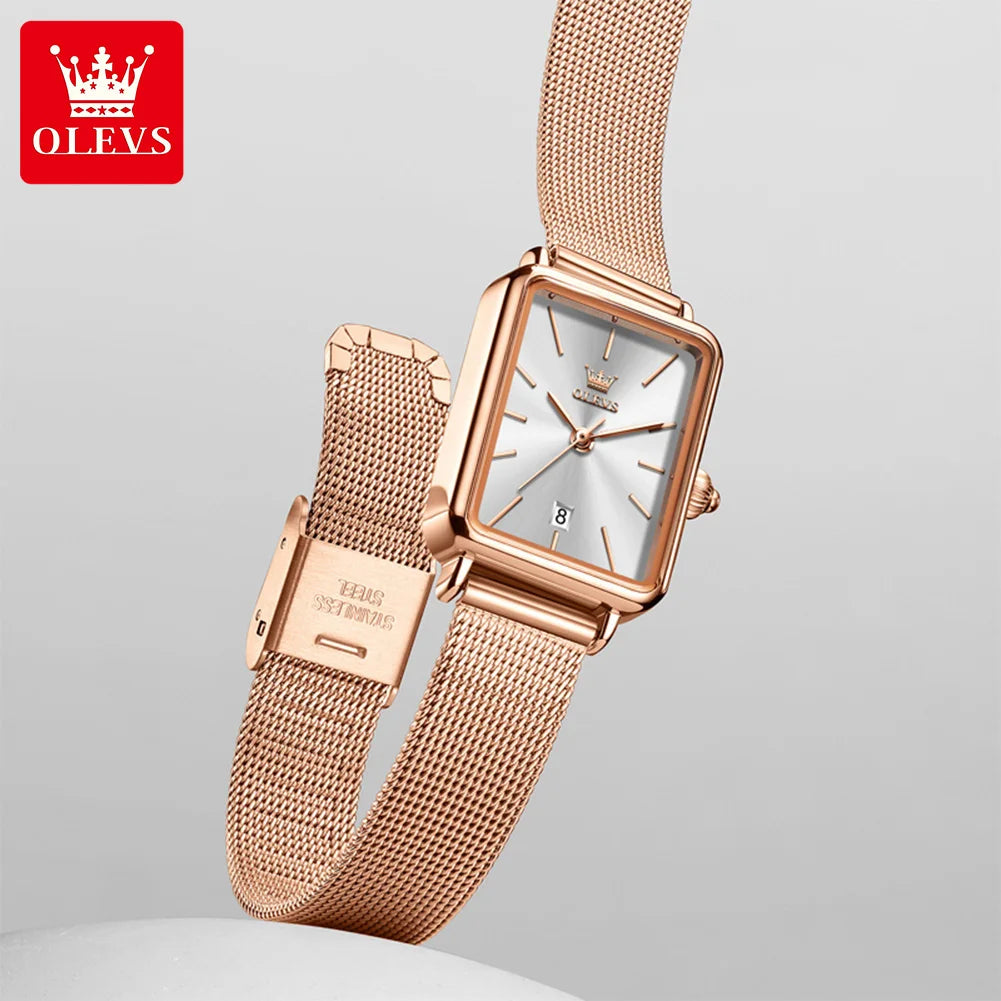 OUPINKE Square Quartz Watch — Ultra Thin Fashion Design with Auto Date