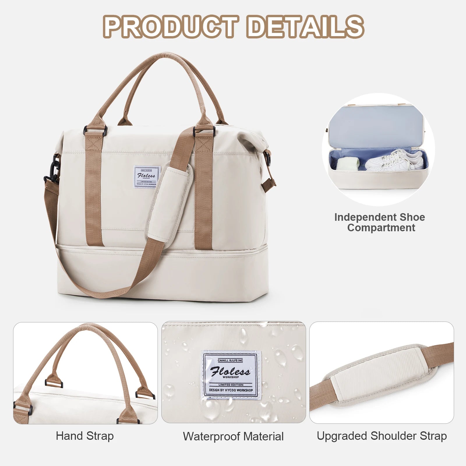Fewchor Travel Duffel Bag — Expandable Gym Tote with Wet Pocket