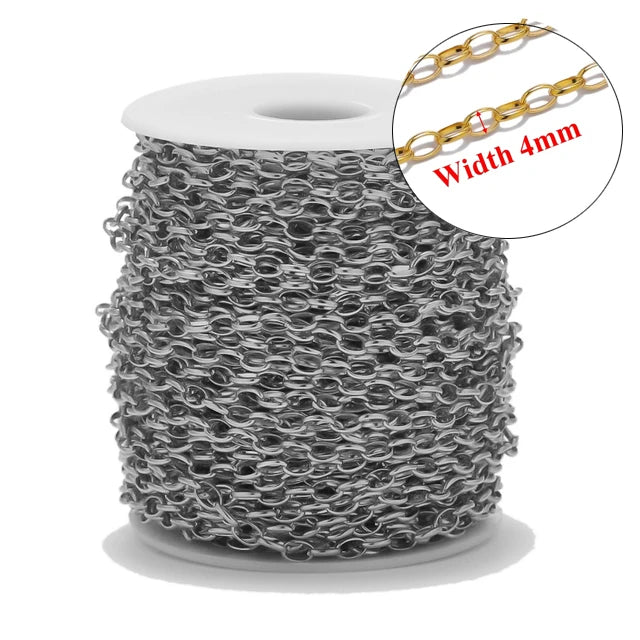 Stainless Steel Jewelry Chain — 1M Gold or Steel Link Chain for DIY Crafts