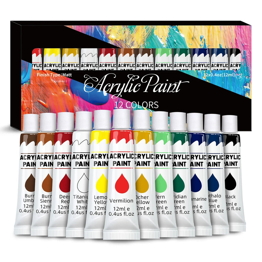 Vibrant Acrylic Paint Set — Multi-Surface Art Supplies for Canvas and Wood