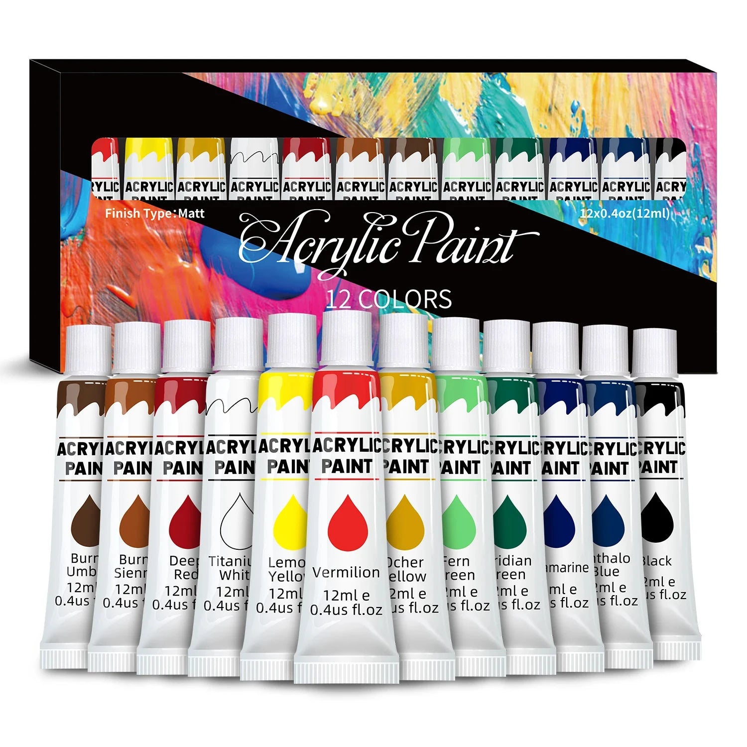 Vibrant Acrylic Paint Set — Multi-Surface Art Supplies for Canvas and Wood