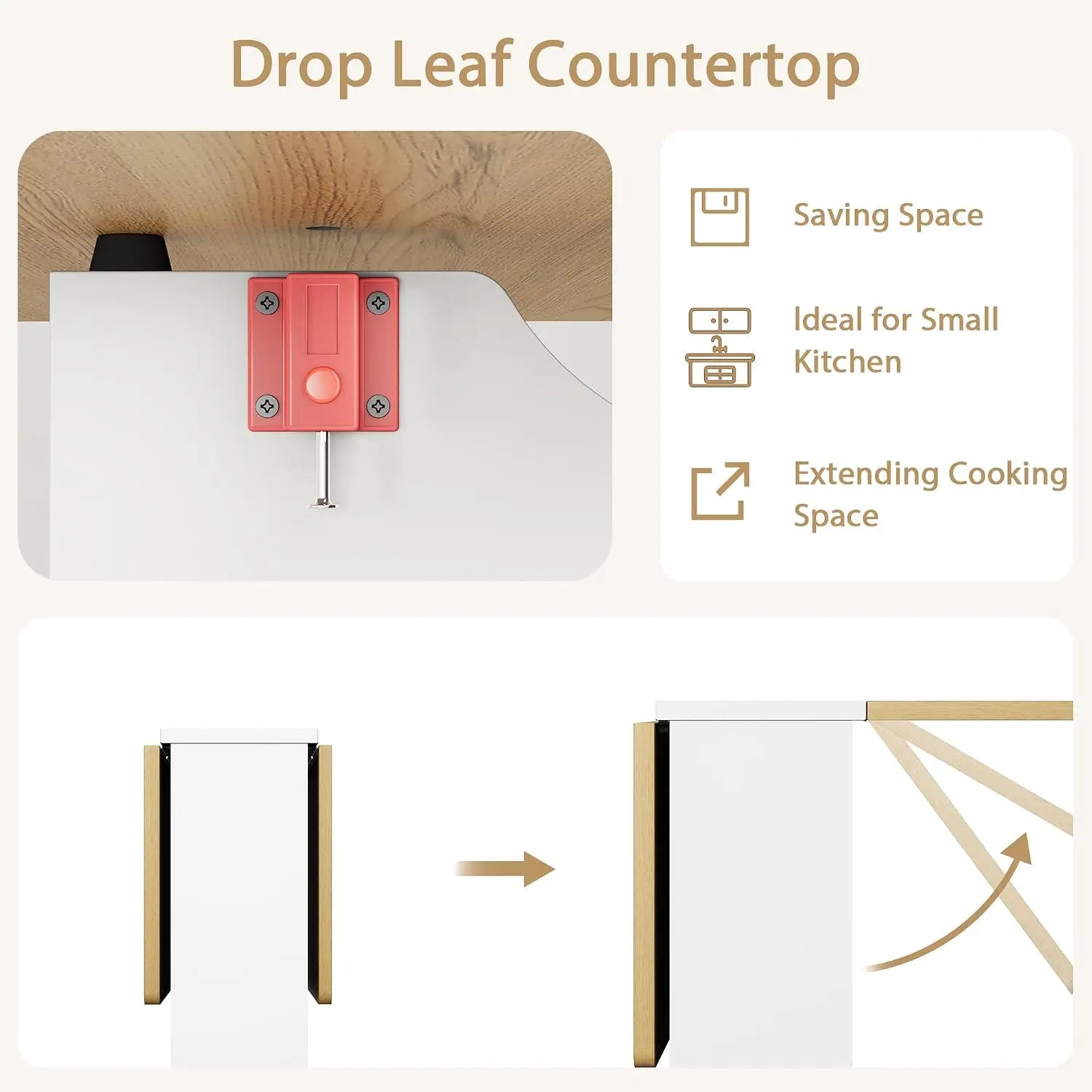 Garvee Modern Drop Leaf Dining Table — Extendable Space-Saving Design
