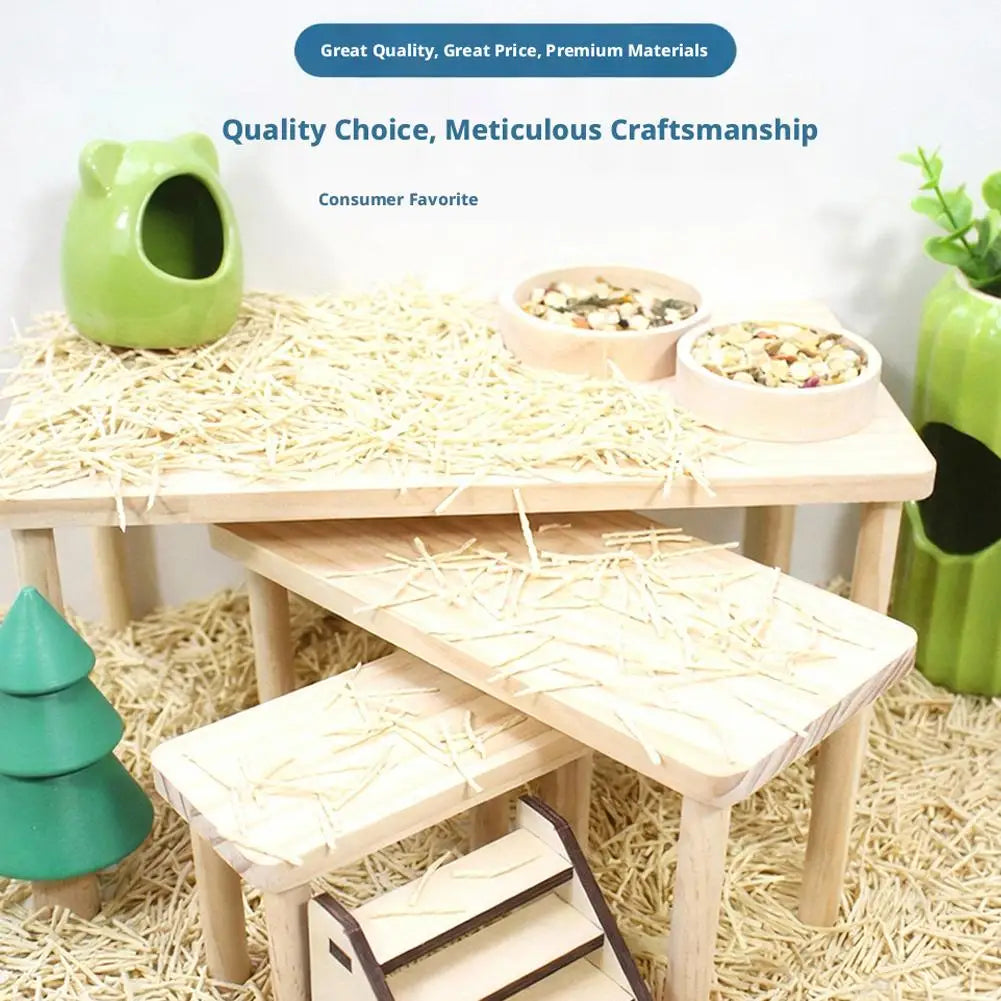 Wooden Hamster Scenery Platform — Climbing Playground for Small Pets