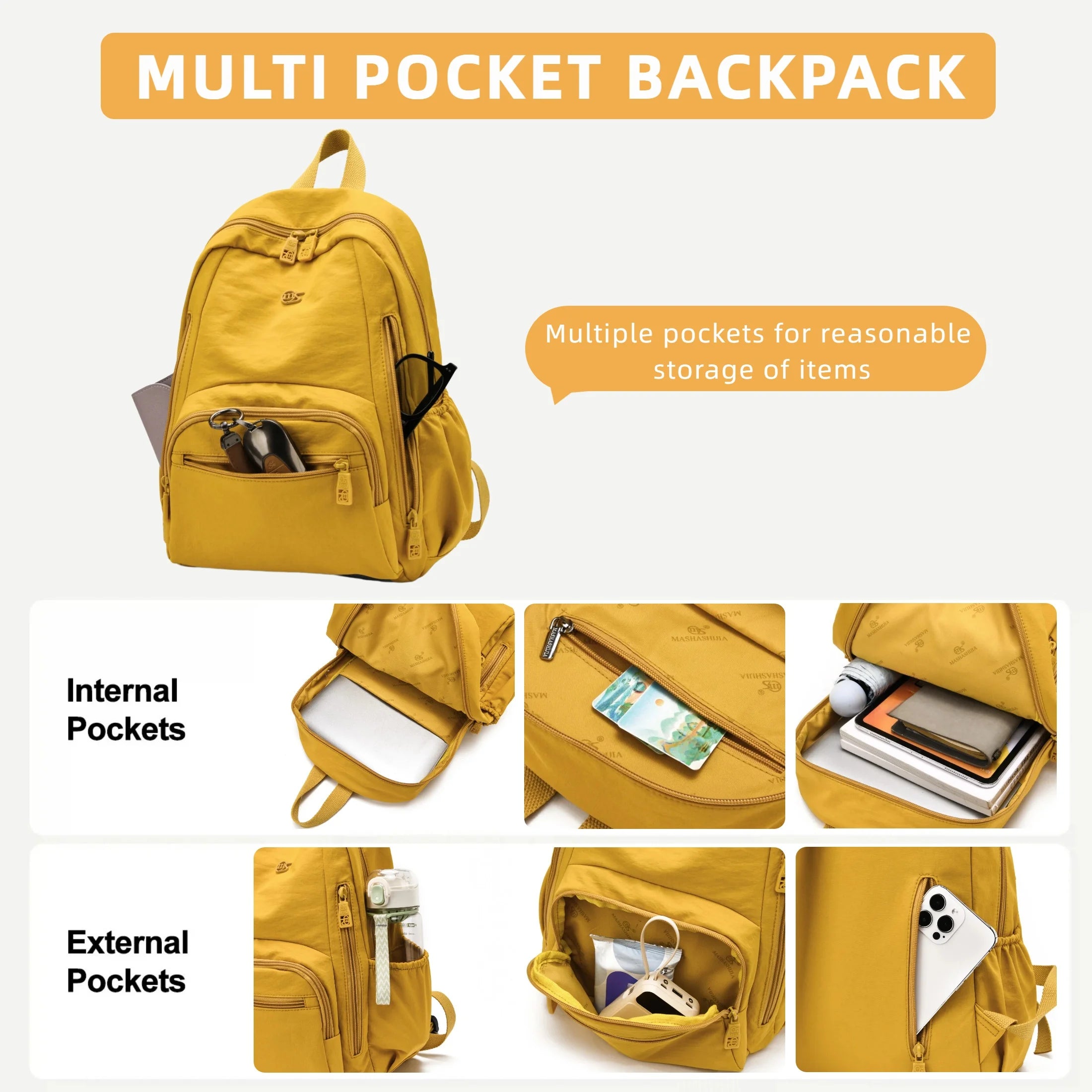 unixinu Fashion Nylon Backpack — Lightweight Multi-Pocket Purse for Daily Commute