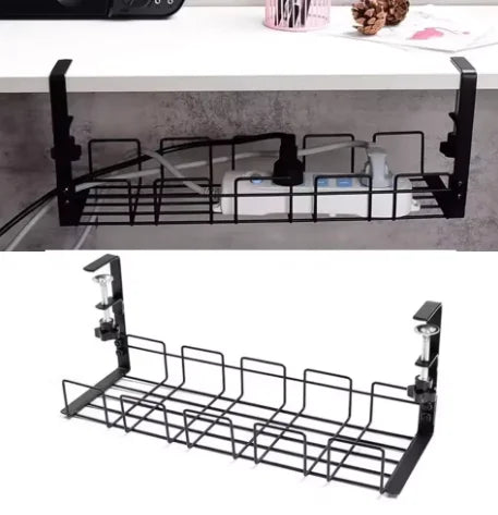 Under Desk Cable Management Tray — Metal Wire Organizer for Workspace