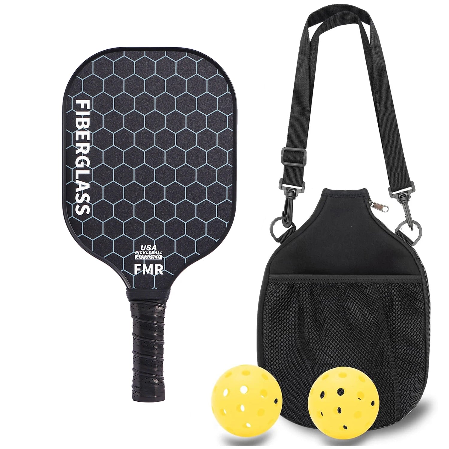 GojoyLiu Pickleball Paddle Set — Durable Fiberglass Rackets with 4 Balls