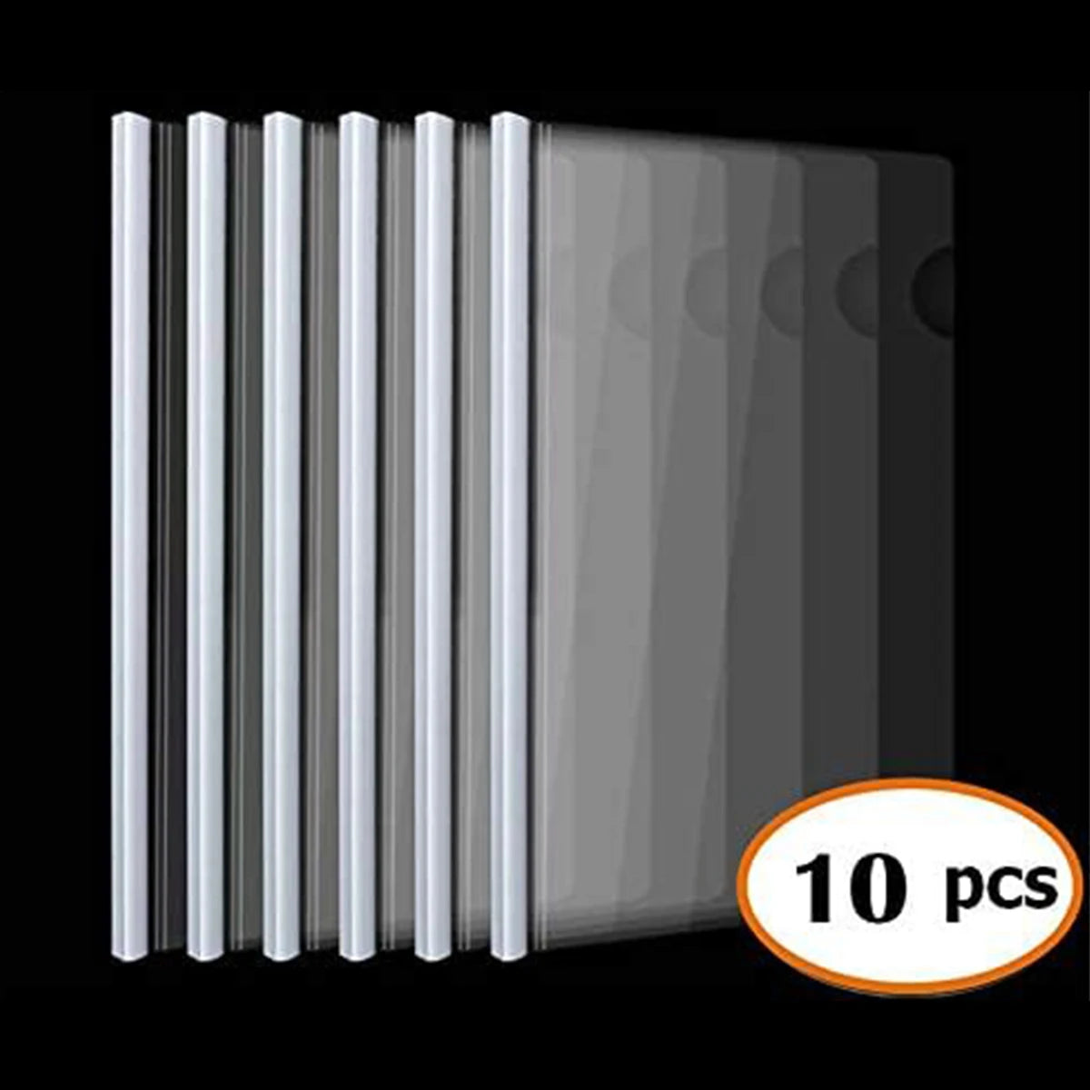Plastic File Folders with Sliding Bar — Transparent Report Covers, 10 Pack
