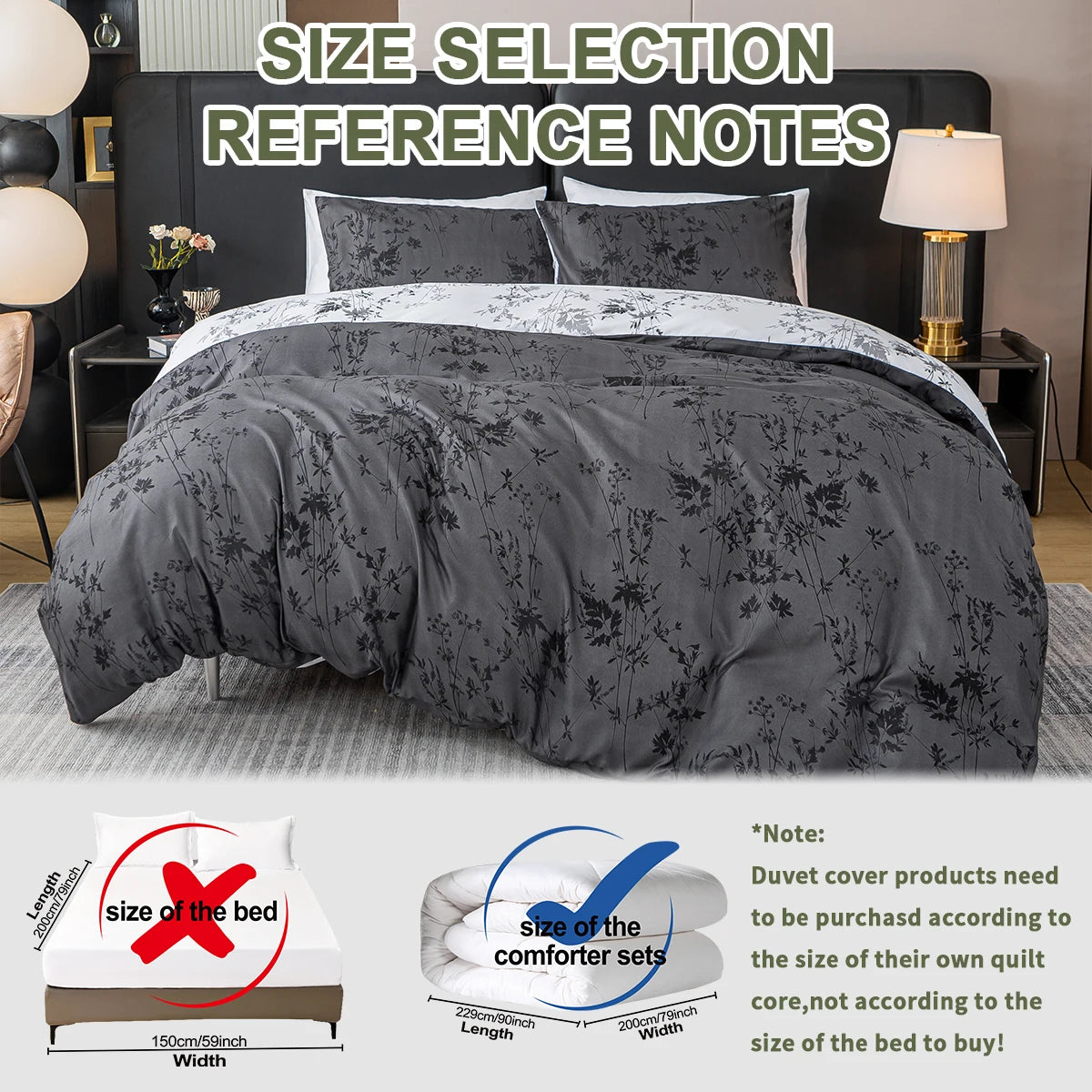 Pattern Print Duvet Cover Set — Soft Skin-Friendly Bedding with 2 Pillowcases