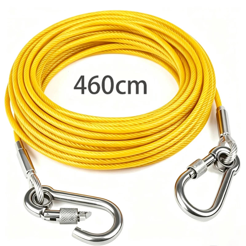 Heavy-Duty Stainless Steel Dog Tie-Out Cable — Reflective Outdoor Leash