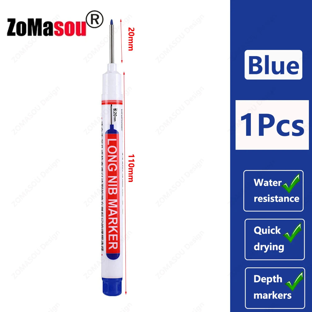 Deep Hole Marker Pen — Waterproof Long Head Woodworking Tool