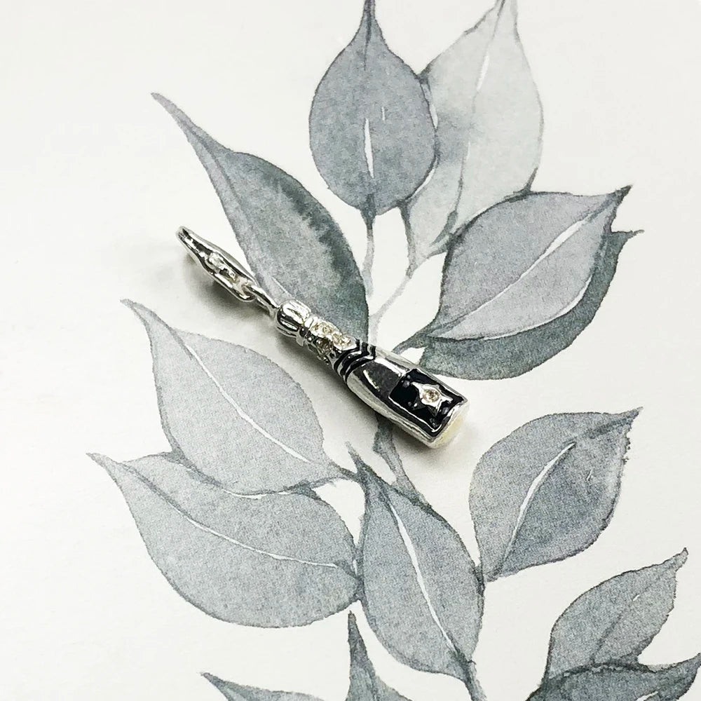 Thaddaeus Beer Theme Sterling Silver Charm — Cute Food & Beverage Pendant