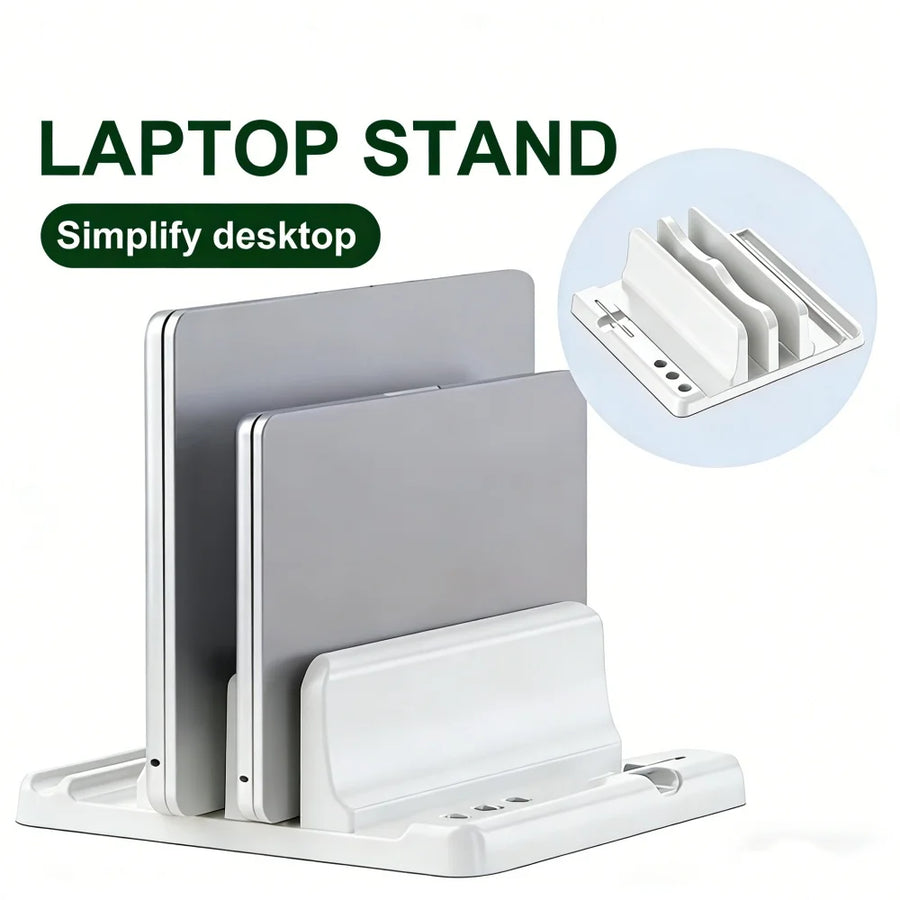 Adjustable Vertical Laptop Stand — Space-Saving Desktop Organizer
