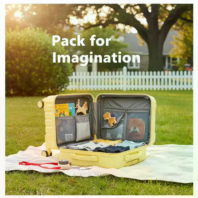 Kids Ride-On Rolling Suitcase — 20 Inch Carry-On with Password Lock