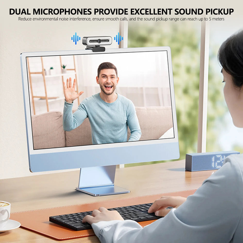 BuyinCoins HD Webcam with Integrated Ring Light — High-Definition Video Conferencing Camera