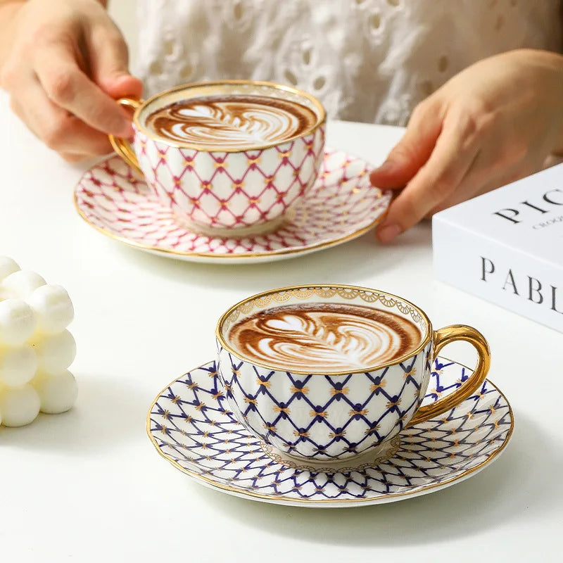 PDQ Nordic Style Bone China Coffee Cup — Elegant Gold Handle Ceramic Tea Cup