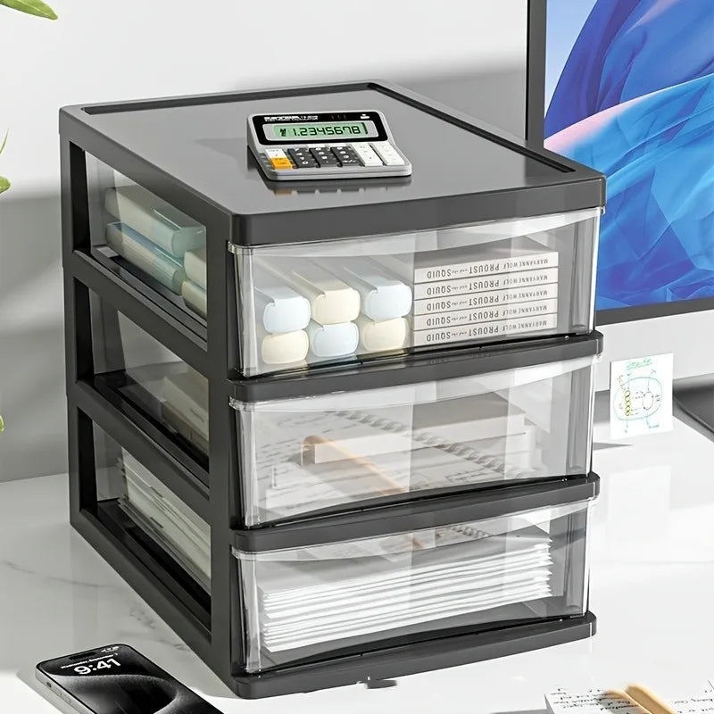 Transparent Desktop Storage Box — Multi-Tier Organizer for Stationery & Cosmetics