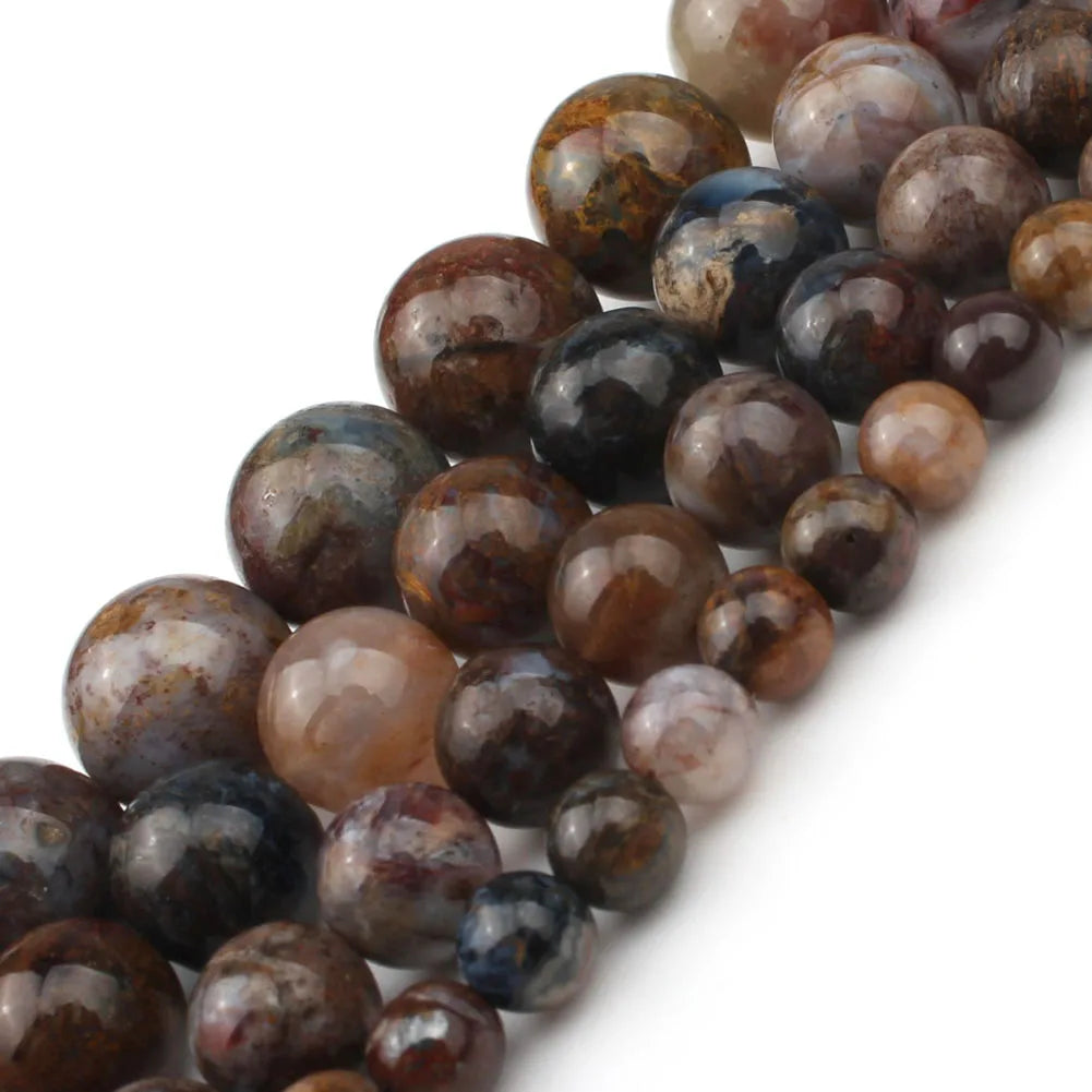 Natural Pietersite Jasper Beads — Brown Stone Rondelle for Jewelry Making