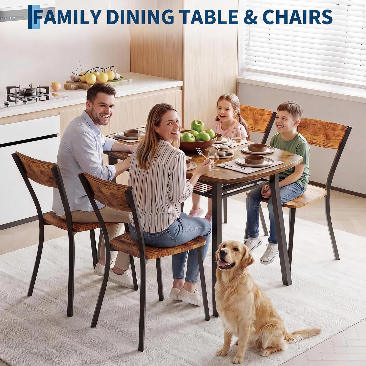 HiMISS 5 Piece Dining Table Set — Space-Saving Kitchen Set with Storage