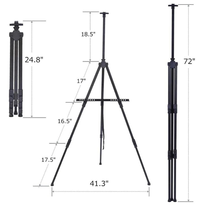 Portable Aluminum Alloy Sketch Easel — Foldable Adjustable Tripod Stand