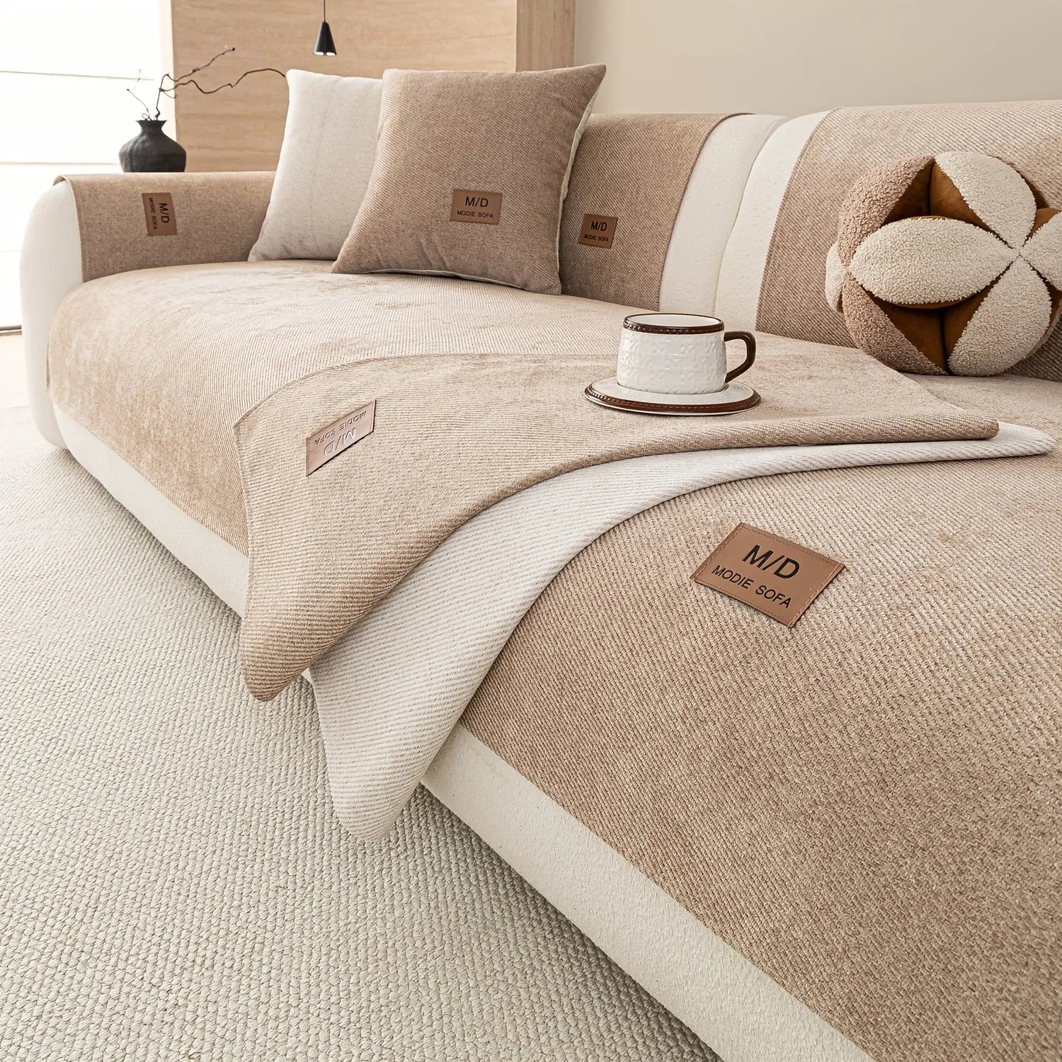 Chenille Twill Sofa Cover — Non-Slip Pet-Friendly Couch Protector