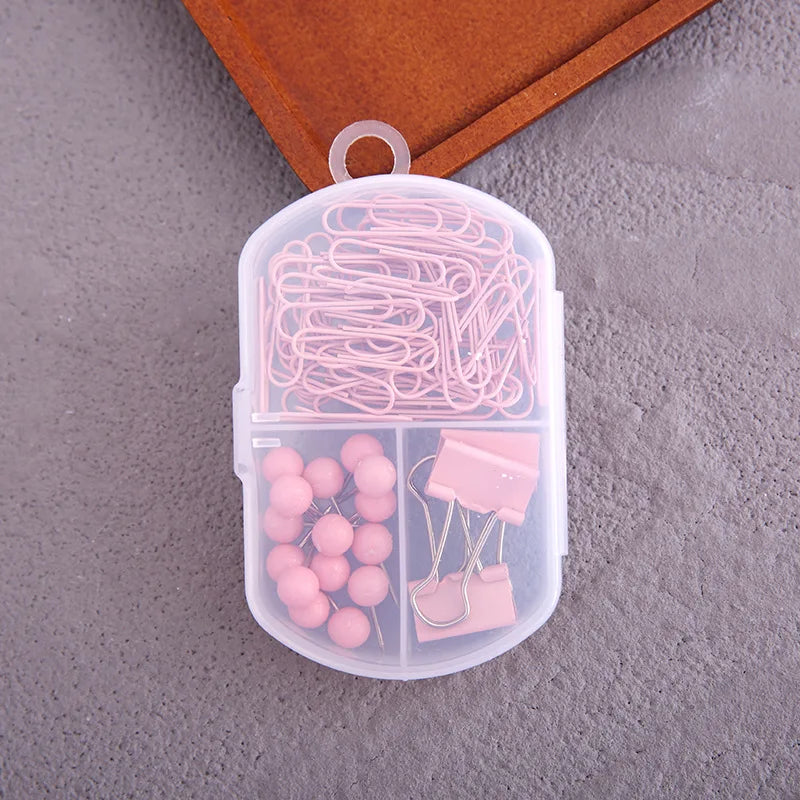 Colorful 3-in-1 Stationery Set — Paper Clips, Binder Clips & Tacks
