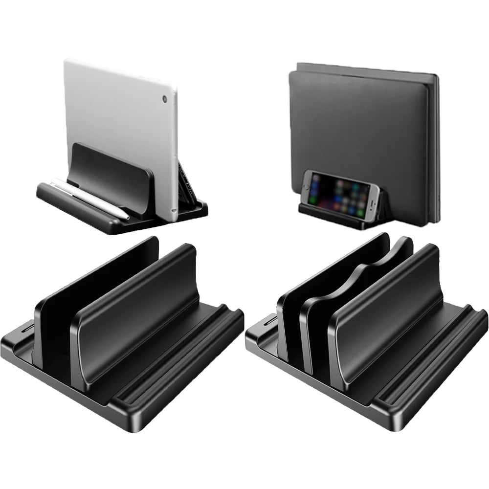 Adjustable Vertical Laptop Stand — Space Saving Desktop Organizer