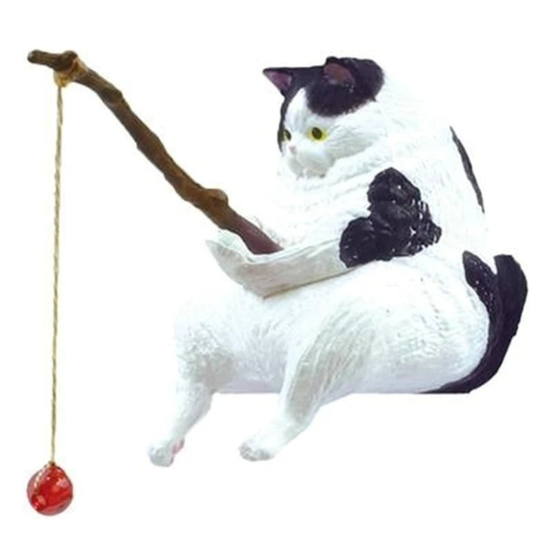 Cartoon Fishing Resin Ornament — Decorative Aquarium & Desk Accessory