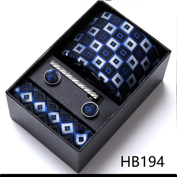 VanGise Men's Necktie Set — Business Tie, Cufflinks, and Pocket Square Kit