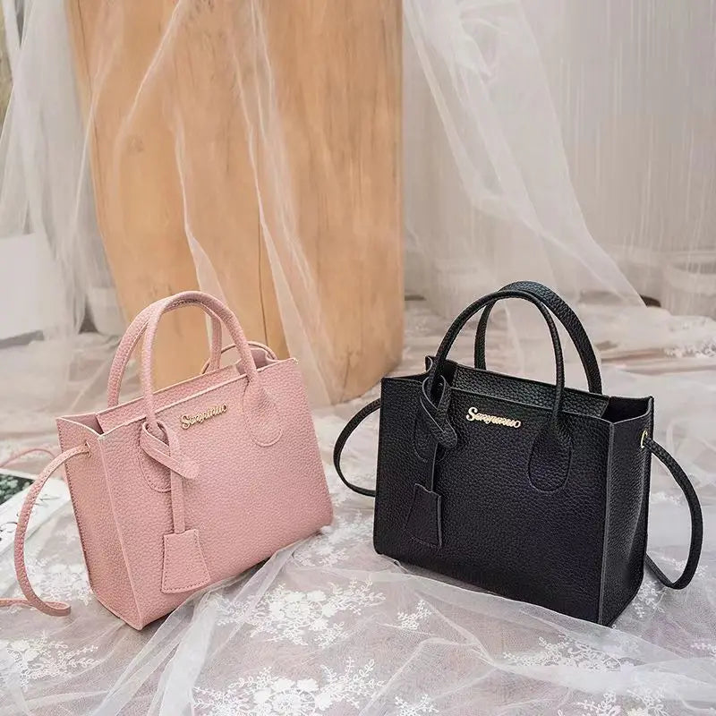 Lychee Grain Faux Leather Satchel — Versatile Triple-Use Handbag