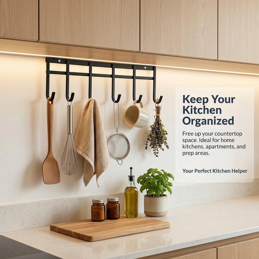 Kitchen Hook Rack — Utensil Holder, Wall Mount