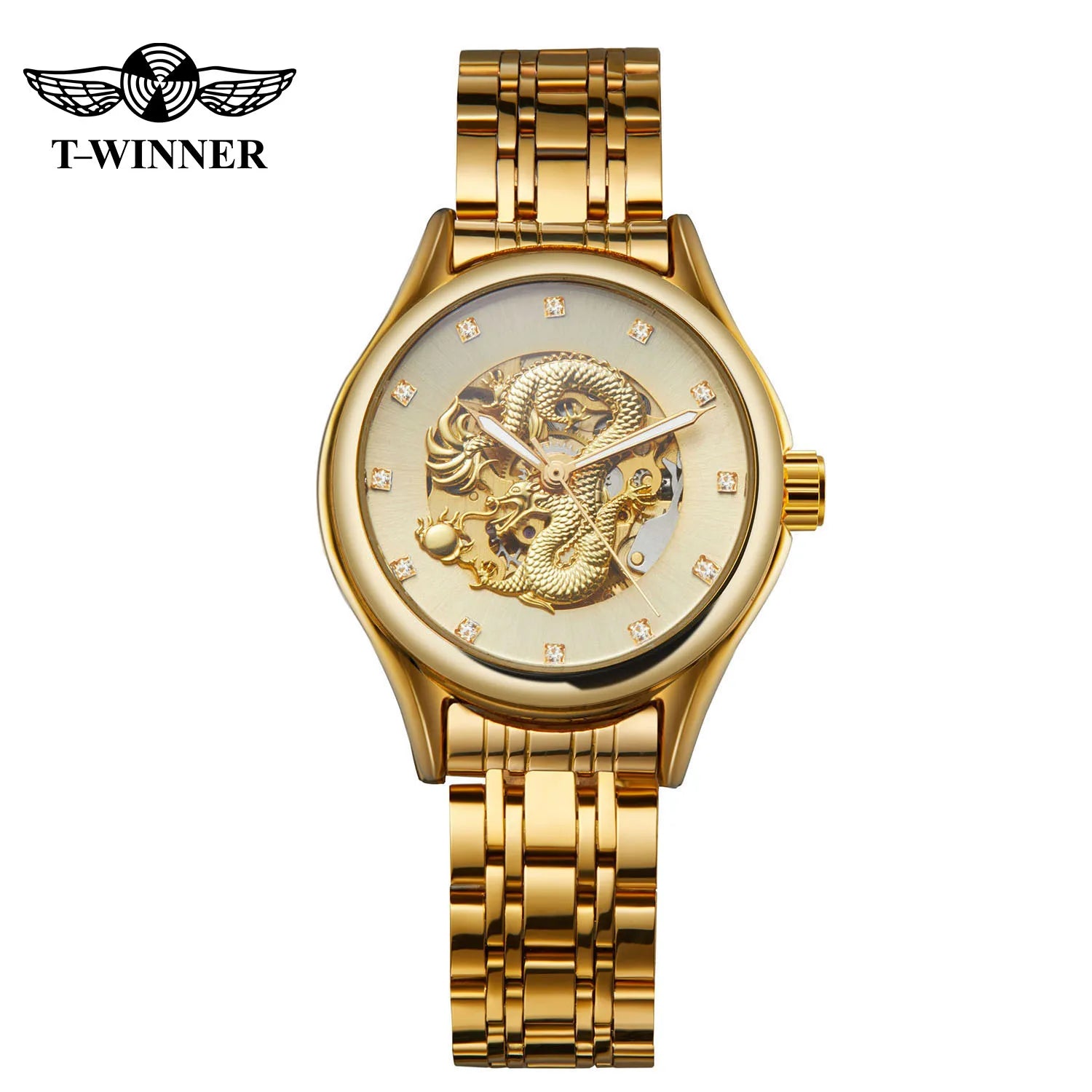 T-WINNER Luxury Dragon Skeleton Watch — Automatic Mechanical Women's Timepiece