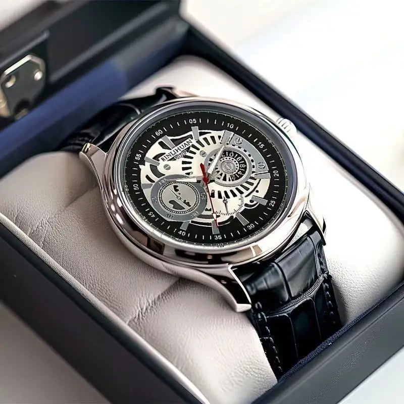 Men's Classic Minimalist Watch — Waterproof Quartz Wristwatch with Leather Band