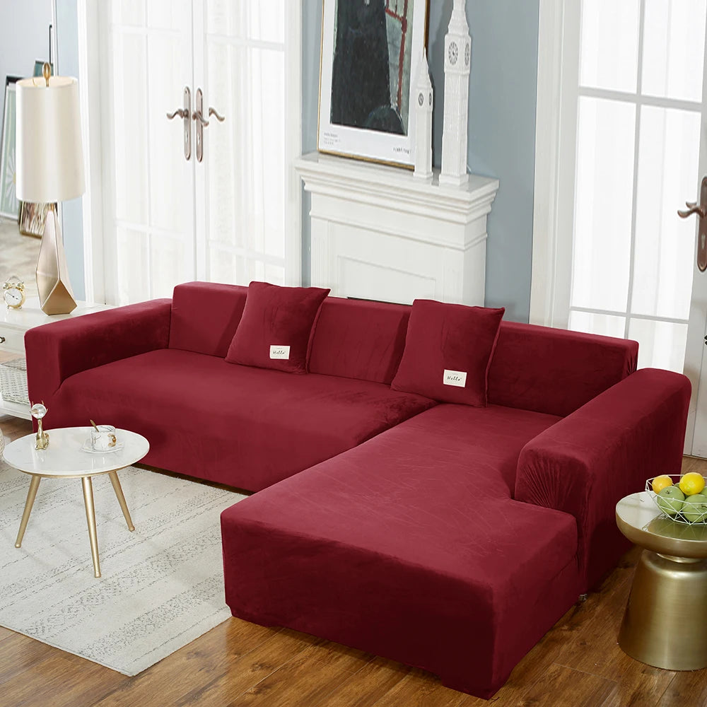 airldianer Velvet Sofa Cover — Luxury Elastic Slipcover for L-Shaped & Sectional Sofas