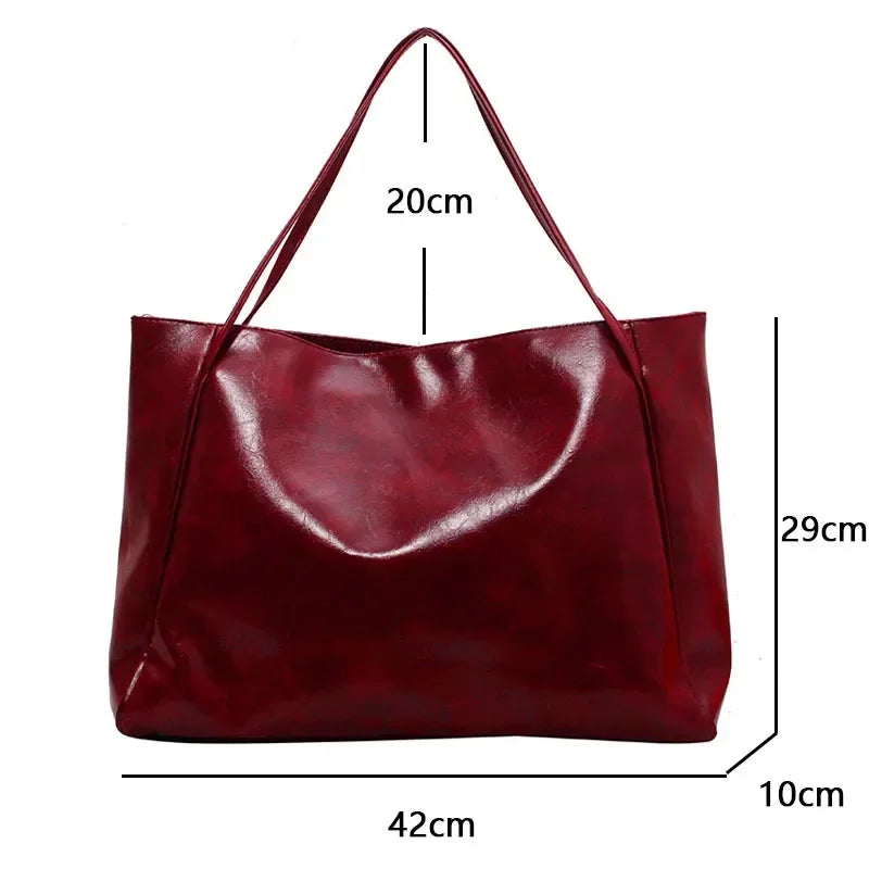 YIYUEQIANLI Women's PU Leather Tote Bag — Large Capacity Shoulder Bag