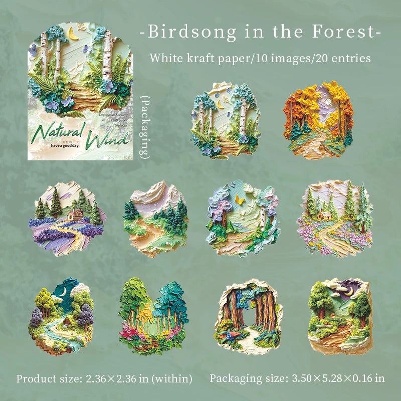 Scenery Decorative Stickers — 20 Piece Set for Scrapbooking & Journals