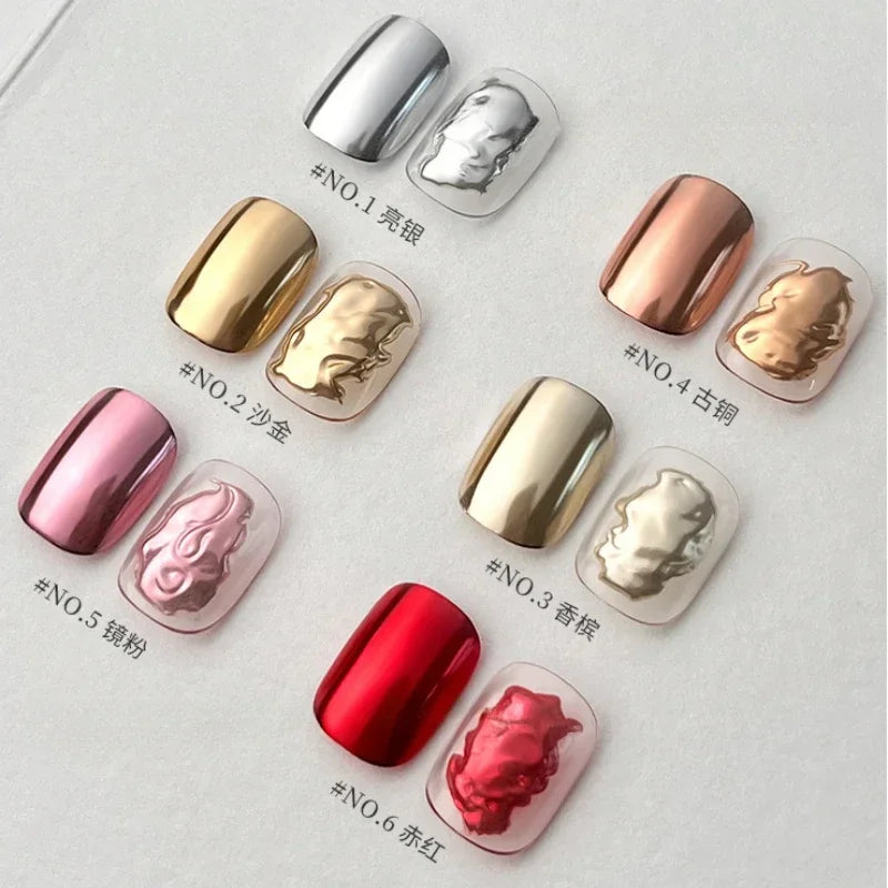 Metallic Chrome Nail Powder — Mirror Effect Holographic Glitter