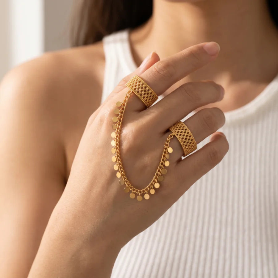 Obega Boho Ethnic Two-Finger Statement Ring — Filigree Butterfly & Peacock Design