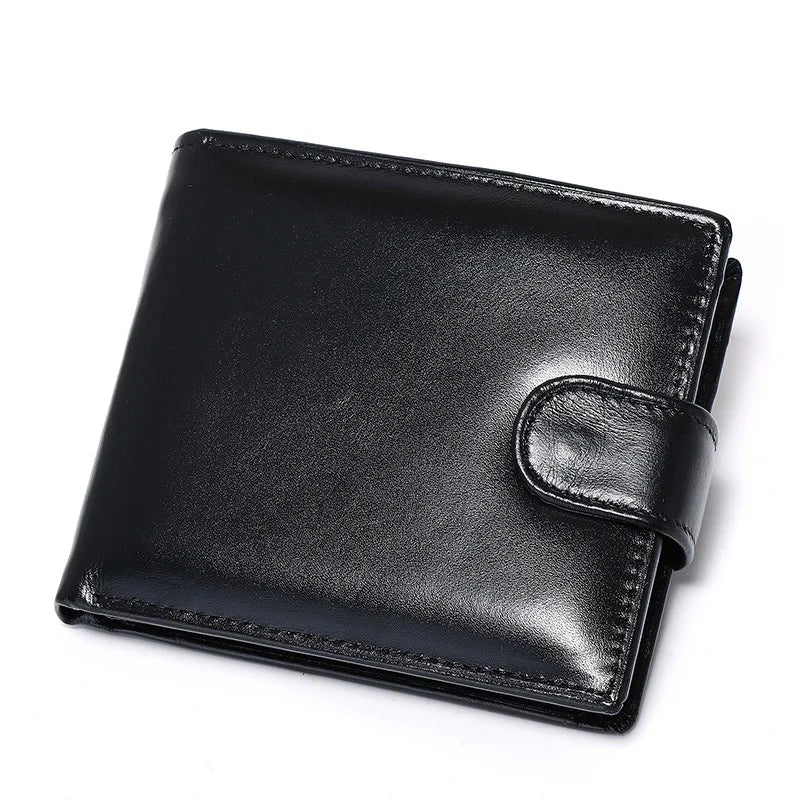 Okli-Rsoe Genuine Leather Men's Wallet — Compact Bifold with Coin Pocket