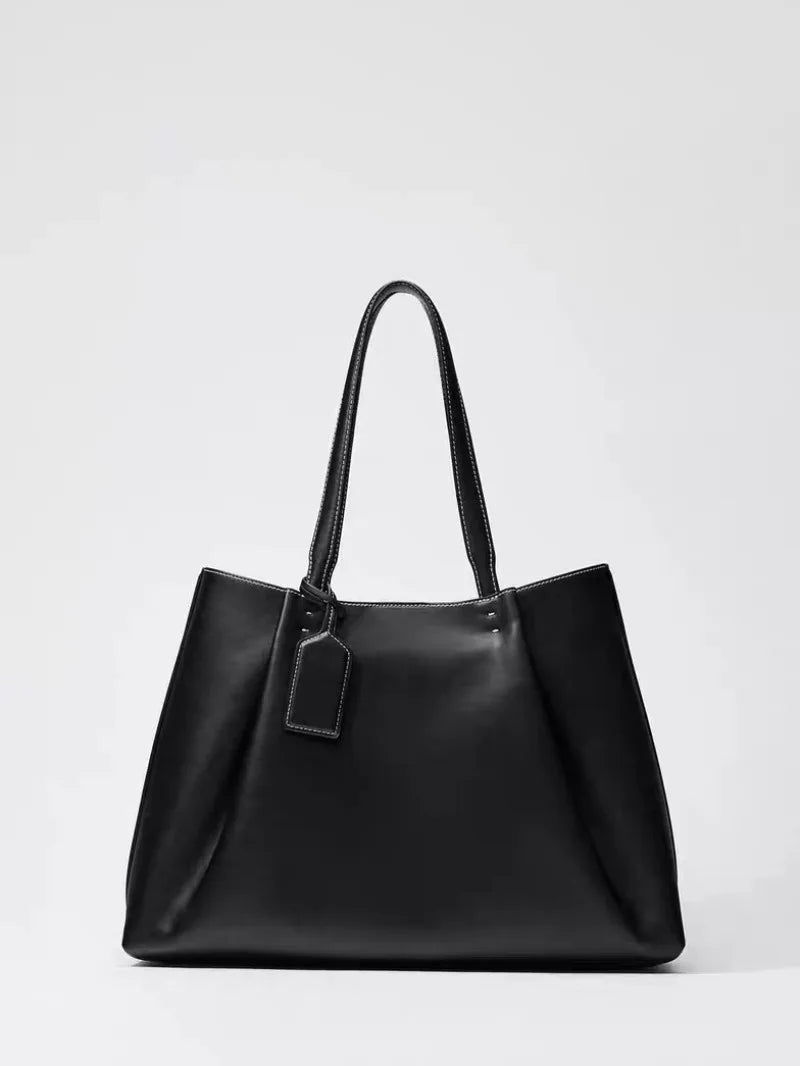 Ruched PU Leather Handbag — Large Shoulder Bag & Crossbody Bucket Bag