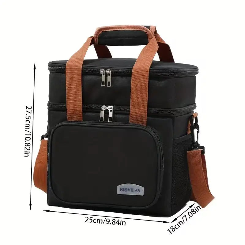 Double-Layer Insulated Lunch Bag — Large Capacity Thermal Tote for Work and School
