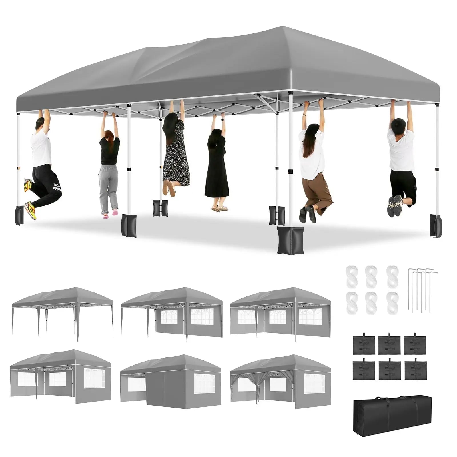 HiMISS Heavy Duty Pop Up Canopy — Waterproof Party Tent with 6 Sidewalls