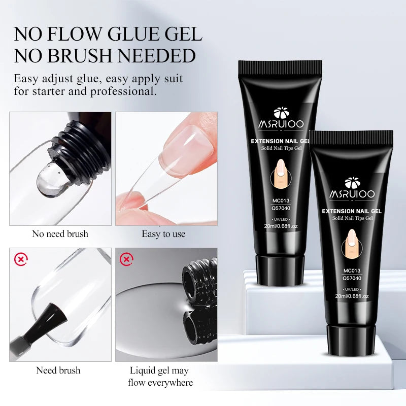 MSRUIOO Solid Nail Glue Gel — Long Lasting Adhesive for Press On Nails