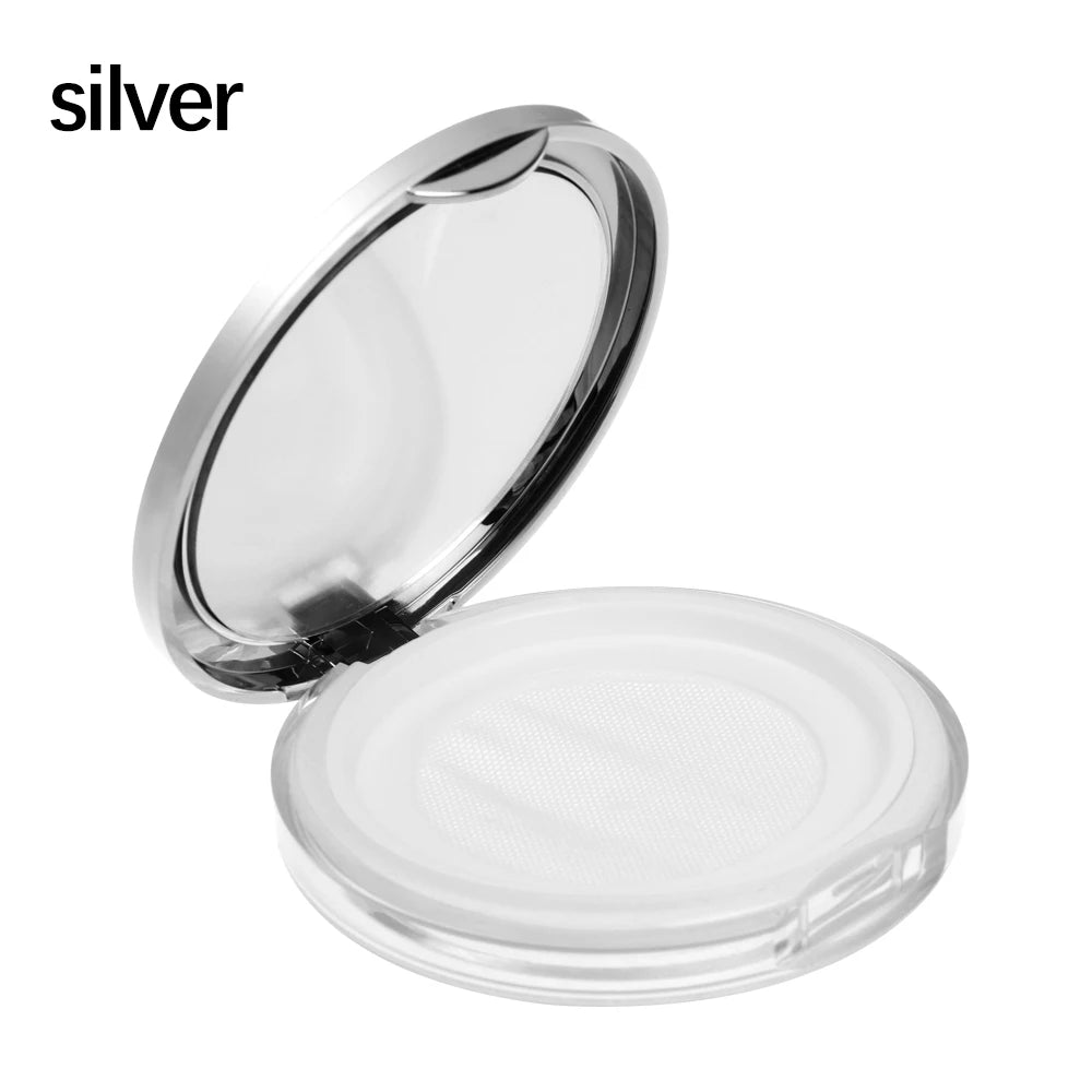 Portable Loose Powder Compact — Refillable Makeup Case with Mirror