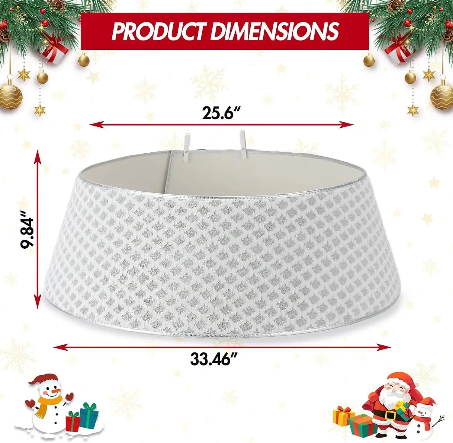 Diamond-Quilted Christmas Tree Collar — Elegant Stand Cover for Holiday Decor